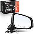 A-Premium Passenger Side Power (White) Door Mirror Compatible with Toyota RAV4 2019 2020 2021 2022 - Heated Manual Folding w/Turn Signal and Blind Spot Detection Outside Rear View Mirror