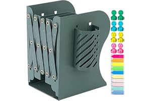 LOSTWRY Réglables Serre Livre, Rangement Livre Bloc Livre avec Porte-Stylo Serre-Livres pour étagères Organiseur de Bureau Accessoires pour la Maison, Bureau, l'école, Bibliothèque (Vert)