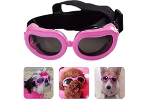 YISKY Lunettes de Soleil pour Chien, Lunettes Protection pour Chien, Protection UV Chien Lunettes, Lmperméable Lunettes pour Chien, Lunettes pour Chien Pliable, Coupe-Vent, Anti-buée (Rose)