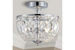 BESTIER Moderne Chrom Kristall Halbbündig Kronleuchter Beleuchtung LED Deckenleuchte Lampe für Esszimmer Badezimmer Schlafzimmer Wohnzimmer 3 G9 Lampen