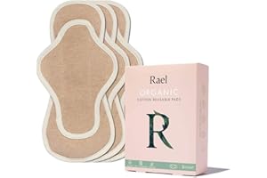 HESTA Rael Organic Reusable Cloth Pads - Thin Cloth Pads, Leak Free, Washing Machine Safe Menstrual Pads, Set of 3 (Regular)