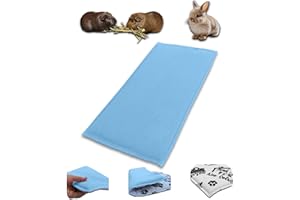 NEO SOLVO Polaire Modulable 3 en 1 - Tapis, Couverture et Tunnel Géant pour Cochon d'Inde et Lapin - 60 x 120 cm Pliable - Absorbant côté Bleu - Doux et Frais côté Blanc - Format Cage Midwest