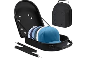 JOENCOST Hat Travel Case, Hat Carrier Case with Carrying Handle and Adjustable Shoulder Strap, Hat Storage for Baseball Caps Protects up to 6 Hats, Hard Hat Case for Travel Home Storage
