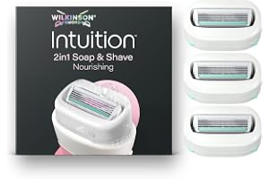 Wilkinson Sword Intuition 2in1 Soap & Shave Nourishing Razors for Women, Built-in Vegan Soap, 3 Women's Razor Blade Refills