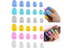 SHULLIN Lot de 30 protège-doigts pour guitares - Protection des doigts - En silicone - 5 tailles