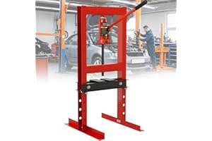 WUDLEP 6 Ton Hydraulic Shop Floor Press, Adjustable Height H-Frame Floor Press, 90cm Height Floor Stand Jack, for Bending, Straightening, Pressing Parts, Red