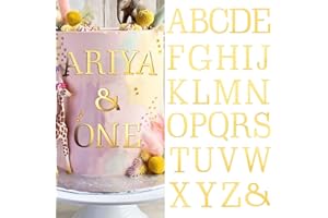 BETESSIN 54pz Topper Torta Alfabeto Lettere Decorazione per Torta Alfabeto in Acrilico A alla Z Nome per Decorazione Torta Cake Compleanno Nozze Matrimonio Oro (2 Set)