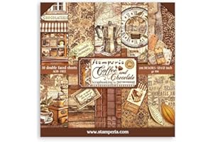 Stamperia Lot de 10 feuilles de papier de scrapbooking 30,5 x 30,5 cm - Café et chocolat