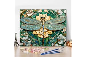 TISHIRON Pintura por números para adultos libélula pintura por números a partir de 9 años niña libélula DIY pintada a mano kit de pintura al óleo para decoración del hogar pintura al óleo sobre lino