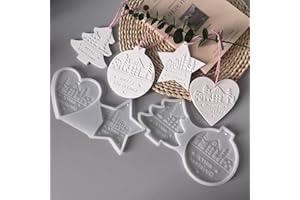 ‎NEXORIA Silikonformen Gießformen Weihnachten, 4 Stück Silikonform Weihnachten Anhänger Silikonform Tannenbaum Stern Gipsformen zum Gießen Gießform Herz Anhänger Gießformen Silikon Weihnachten (A)