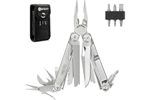 BIBURY Multiherramienta de Alicates, Navaja Multiusos de Acero Inoxidable con Bloqueo de Seguridad, Portátiles Alicates Plegables para la Supervivencia en el Exterior, Camping, Hogar, Reparación