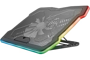 Trust Gaming GXT 1126 Aura Base di Raffreddamento Illuminata Multicolore per Laptop a 17.3", Velocità Regolabile, Modalità Silenziosa - Nero