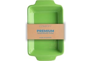 COMFIFY Pirofila in ceramica - Teglia rettangolare per gli appassionati di cucina e cottura - Cassaforte per forno, congelatore e microonde - Piatto di servizio individuale per torte e lasagne - Verde