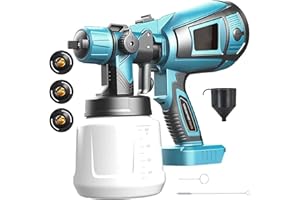 IKEBORM Akku Farbsprühsystem Ersatz für Makita 18v Akku, 3-in-1-Sprühbild Farbsprühgerät, zum Streichen von Wänden, Decken, Möbeln, Gartenzäunen Farbsprühpistole 1000ml Abnehmbarer Behälter(ohne Akku)