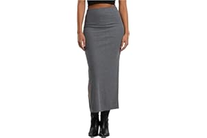 Urban Classics Ladies Rib High Slit Skirt Donna Gonna Lunga Nero