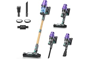 VENHIDELY Aspiradora sin Cable Potente, 50KPA/70Mins Aspiradora Escoba sin Cable con Sensado Automático de Polvo/Pantalla Táctil Inteligente/Antienredo, Vacuum Cleaner para Suelo/Alfombra/Pelos de Animales