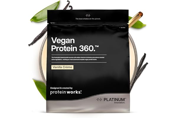 Protein Works | Vegan Protein 360 – PLATINUM Innovation, Poudre Protéine Vegan Premium, Shake Protéiné Végétal, Vitamines & Minéraux Essentiels, Faible Sucre, Crème Vanille, 14 Portions, 500g