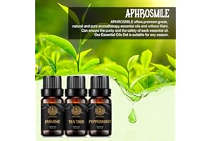 APHROSMILE Zestaw olejków eterycznych z jaśminem klasy terapeutycznej do dyfuzora, zestaw olejków eterycznych z czystej mięty pieprzowej, 100% czysta aromaterapia zestaw olejków zapachowych do masażu, nawilżacz 3 x 10 ml