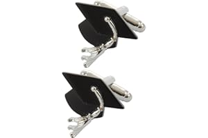 COLLAR AND CUFFS LONDON - PREMIUM Cufflinks with PRESENTATION GIFT BOX - Mortar Board - Graduation Degree - University - Graduate Uni Hat Cap - Black Colour