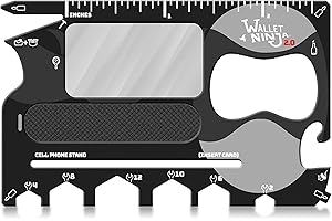 Wallet Ninja 2.0 (Advanced 20-in-1 Multitool, Now with Mirror + Nail File) (Black)