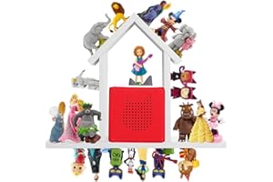FURAOMEILI For Tonies Figures Shelf Magnetic,for Toniebox Characters Wall Shelves,for Tonie Audio Toy Figurine Storage Organizer Holder,Compatible Charging Station for Kid's Room,Pine Wood House,Large(White)