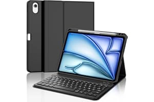 JADEMALL Clavier pour iPad Air 11" (M3/M2) 2025/2024, AZERTY Français Clavier Bluetooth Magnétique Détachable avec Fente pour Stylo pour iPad Air 11 Pouces M2/M3 2024/2025, Noir