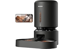 PETLIBRO 5G y 2.4G WiFi Comedero Gato Automatico con Cámara, 5L Doble Cuencos 1080P HD Dispensador Comida Gatos/Perros, App Control, Baterías y Cableado Eléctrico, Cuenco de Acero Inoxidable, Negro