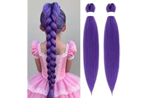 DYBEAUTYHAIR Purple Braiding Hair Pre Stretched Synthetic Braiding hair Extensions for Braids, purple Hair Extensions for Stage Party Halloween Costume Cosplay (Dark Purple, 24 Inch(90g/Bundle x2))