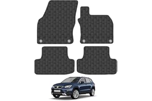 CAR MAT CO Car Mats for Seat Ateca 2016 Onwards Tailored Fit Rubber Floor Mat Set Accessory Black Custom Fitted 4 Pieces with Clips - Anti-Slip Backing, Heavy Duty & Waterproof