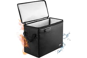 HODUFY Boîte de rangement ignifuge pour bandes dessinées 39,4 x 19,8 x 29,5 cm, ignifuge et résistante à l'eau (1 204,4 °C) avec fermeture éclair et verrou pouvant contenir 150 à 175 bandes dessinées