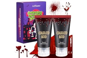 Halloween SFX Makeup Kit Fake Blood Washable 2pcs , AFFLANO Special Effects Zombie Stage Professional FX Makeup Fresh Blood,Festival Theatrical Wound Modeling Scar,Vampire,for Face Body Adult