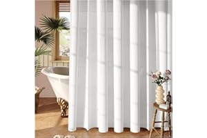 Vinabo Tenda Doccia 180 x 200 cm,Tenda Doccia Provvista di 12 Anelli,Tenda da Doccia Senza Trapano, Tessuto di Poliester Lavabile in Lavatrice