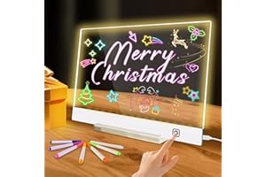 NZQXJXZ Lavagna Luminosa a LED con 7 Penne Colorate, Lavagnetta in Acrilico Luminoso con Controllo Touch e 4 Modalità di Luce, Lavagna Messaggi LED con Scatola Regalo per Casa, Scuola, Ufficio