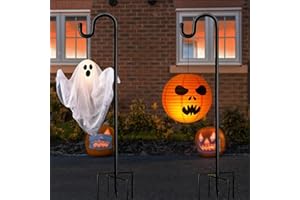 EAAERR Gancio per pastori, 96 cm, regolabile, con ganci resistenti alla ruggine, con base a 5 rebbi per pastori, per luci solari, cestini per piante, mangiatoie per uccelli (nero)