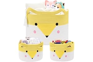 AXHOP Grande cesto portaoggetti per bambini e giocattoli, confezione da 3 (50,8 x 35,1 cm), cesto portabiancheria in tessuto, per coperte, animali di peluche, cestino vuoto, cestino per giocattoli per