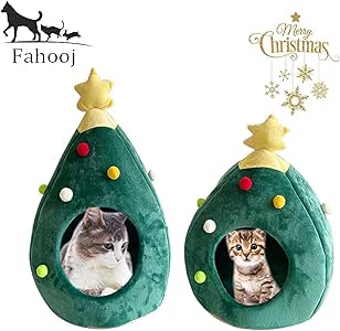 Immagini Di Natale Animali.Fahooj Albero Di Natale Nido Per Animali Domestici Cani Letti E Gatti Cuccia Di Natale In Feltro Del Nido Del Gatto Per Gatti Letto Lettiera Rimovibile E Lavabile S 48 Cm