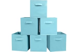 powerking Aufbewahrungsbox Organizer aus Stoff, 6er faltbar Aufbewahrungswürfel Aufbewahrung Box in Würfelform - Himmelblau
