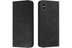 Mo-Somnus Kompatibel mit iPhone XS Max Hülle, Magnet PU Leder Flip Wallet Case Tasche Handyhülle, Stoßfeste Klappbar iPhone XS Max (6,5 Zoll) Brieftasche Klapphülle mit [Kartenfächer] (Schwarz)