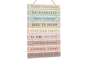 HPNIUB HPUINB Inspirational Quotes Wall Art,Inspirational Wood Sign,Rainbow Motivational Quote Wall Decor for Nursery,Be Kind Positive Phrases Wall Decorations For Kids Bedroom Decor