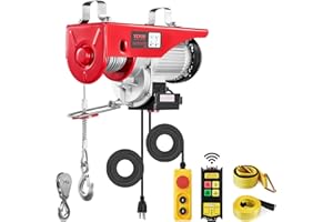 VEVOR Elektrische Seilwinde, 1000 kg, Motorwinde mit 100 m kabelloser und 4,2 m kabelgebundener Fernbedienung, 12 m Hubhöhe mit Einzelkabel, Einzel-/Doppelschlingen, Hebezeug für Garage, Lager, Fabrik