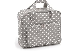 HOBBY GIFT Hobbygift MR4660 8 Value Collection: Sewing Machine Bag: Matt PVC: Grey Linen Polka Dot, Cotton, Assorted, 20 x 43 x 37 cm