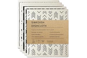 SIMDAO Swedish Dishcloth Set of 6 - Reusable Cellulose Wooden Fiber Kitchen Sponge Dish Cloth for Cleaning Pots and Bowls, Cloths Geometric Design - Eco-Friendly Cloths Dish Cloth for Kitchen Use (6)