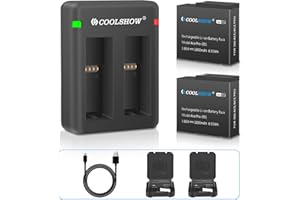 CS COOLSHOW COOLSHOW Batteria di ricambio Ace/Ace Pro 1800mAh 2 confezioni e caricabatterie doppio Ace/Ace Pro Design doppio Type-C e Micro-USB Compatibile con la fotocamera Insta360 Ace/Ace Pro