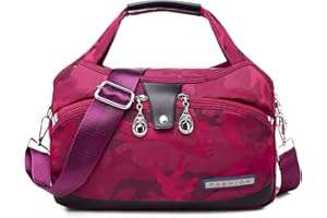 DIRRONA Femme Sac Mode Voyager Sac Bandoulière Multi Poches Imperméable Nylon Sac à Main Femmes Du Quotidien Décontracté Femme Sac de Messager Rouge B