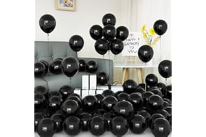 YOYOIN Luftballons Schwarze, 50 Stück 5 Zoll Matt Schwarz Latex Ballons mit Band für Männer Frauen Mädchen Jungen Geburtstag Graduierung Hochzeit Party Deko Ruhestand Halloween Neujahr Karneval Dekorationen