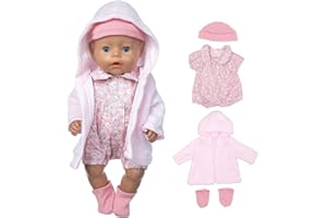 OTMOON Ropa de Muñecas para 36 - 43 CM / 17 in New Born Baby Doll Muñecas, Contiene Abrigo, Blusa, Sombrero y Calcetines (no muñeca)