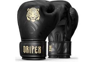 Dripex Guantoni da Boxe, Guanti da Sacco Boxe in Pelle PU, Guantoni da Allenamento Muay Thai MMA Arti Marziali, Guantoni da Combattimento 8oz 10oz 12oz 14oz 16oz, Boxing Gloves Uomo Donna Bambino
