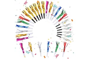 MXHBSTP 40 Pcs Party Blowers, Glitter Fringed Noise Maker Tassle Blowouts Funny Noisemakers Colorful Party Blower Blow Horns Noise Maker for Birthday Party New Years Party Favor Supplies