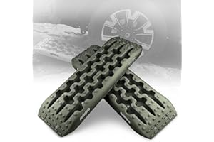 XPV AUTO Traction Boards Recovery Tracks Tire Ladder 4WD Recovery Mat for 4X4 Offroad Sand Snow Mud Track (Olive)