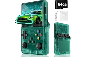 Blidinner Console di gioco portatile R36S - Linux open source, batteria a lunga durata da 3000 mAh, 3,5 pollici, scheda TF da 64 GB, oltre 20.000 giochi classici, console portatile per adulti (verde)